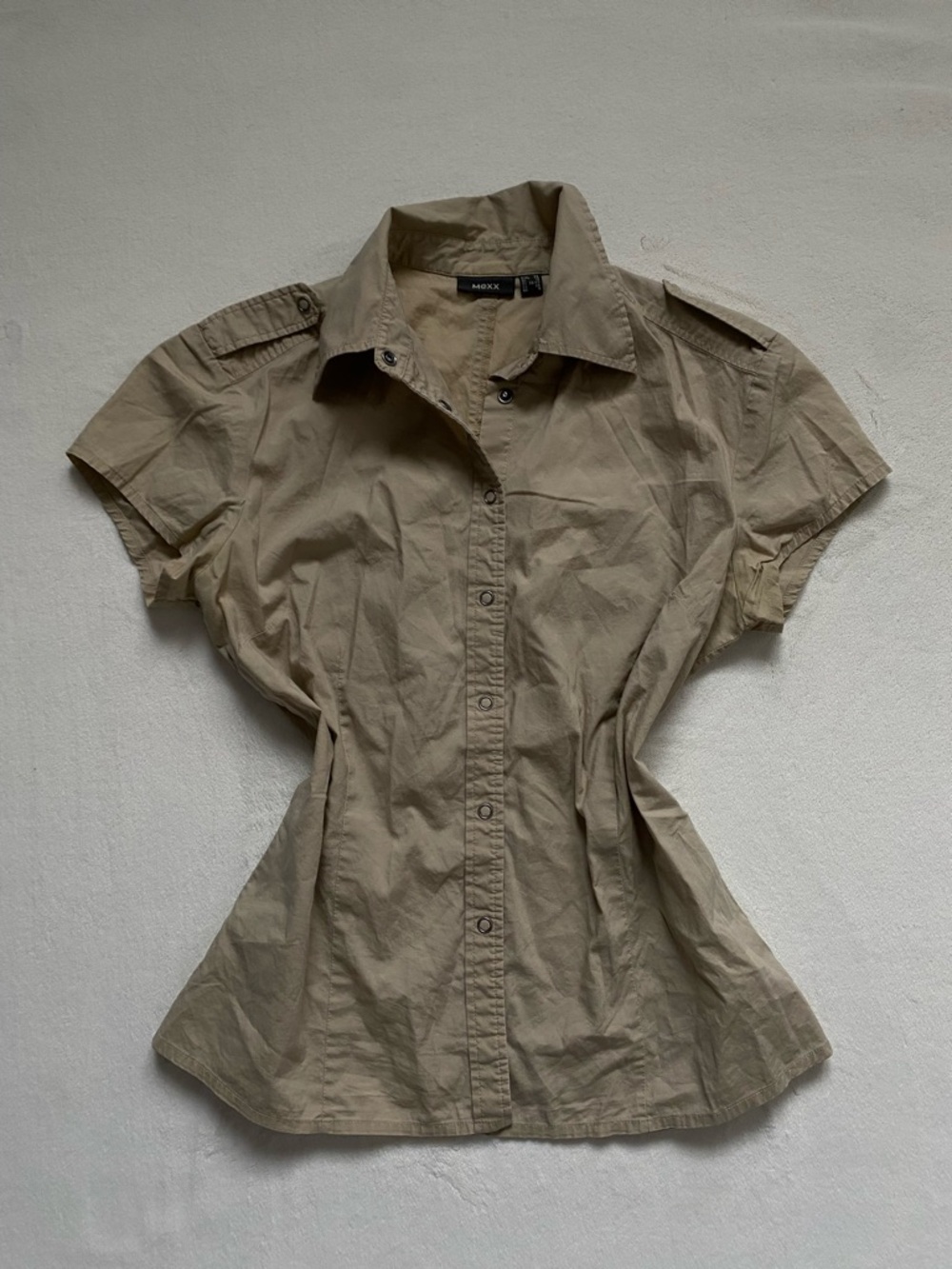 Mango Short Sleeve Utility Shirt — Khaki